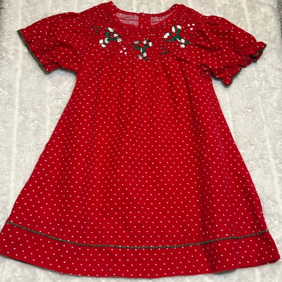 Toffee Apple toddler red corduroy  dress. Sz 2T with candy canes. - Picture 1 of 5